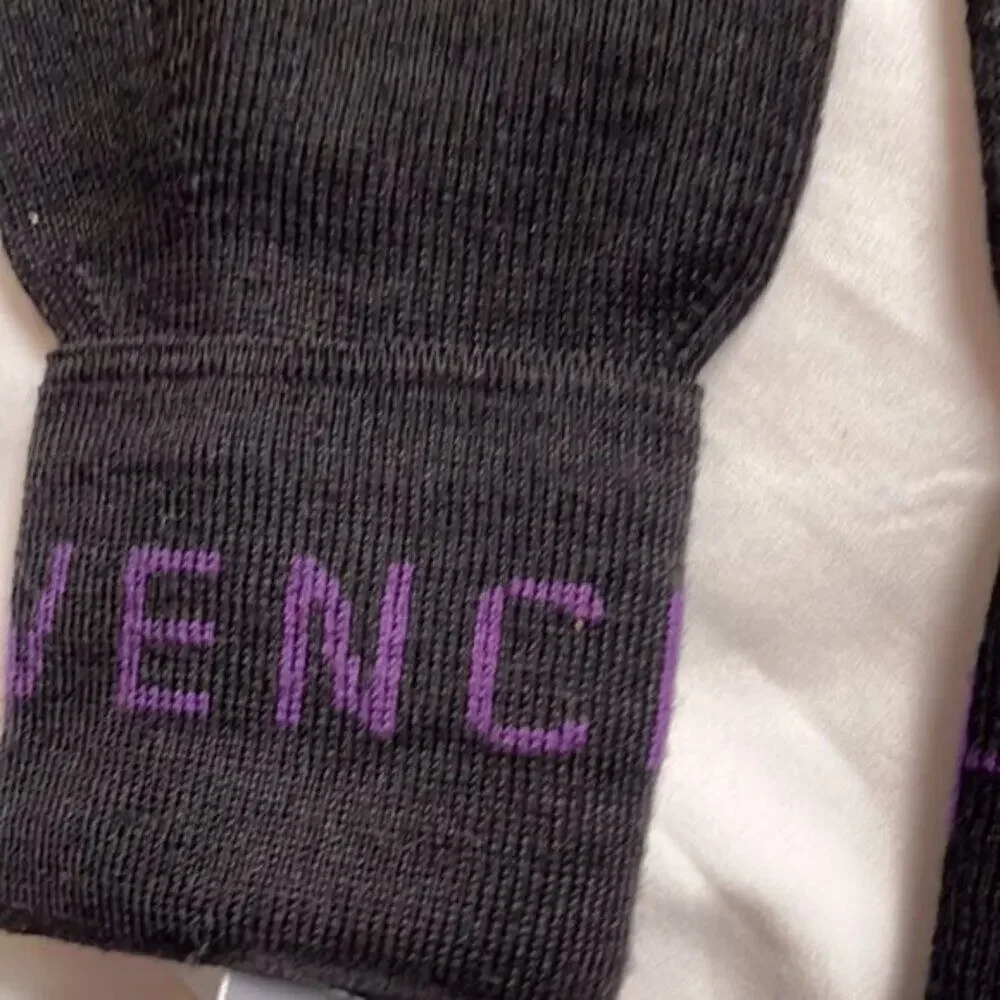 Givenchy Logo Cuff Wool Gloves black and purple